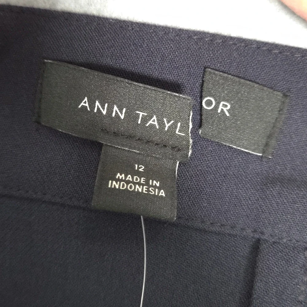 Ann Taylor NEW Women 12 Colorblock Buckle Wrap Midi Skirt‎ Navy Cobalt Blue